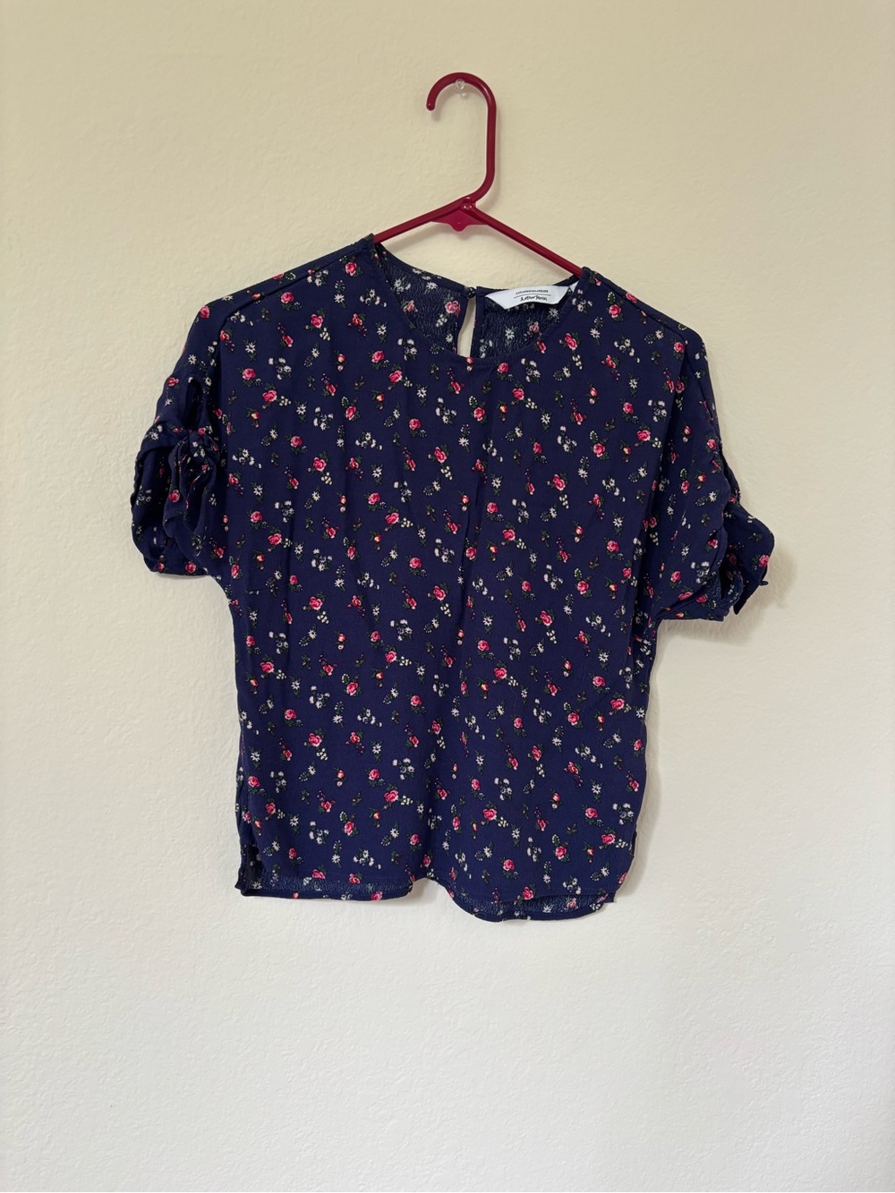 & Othe Stories Navy Blue Floral Print Blouse